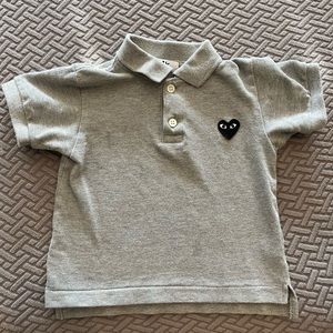 Comme des Garçons Play Logo Polo Shirt. Gray. Size 2T